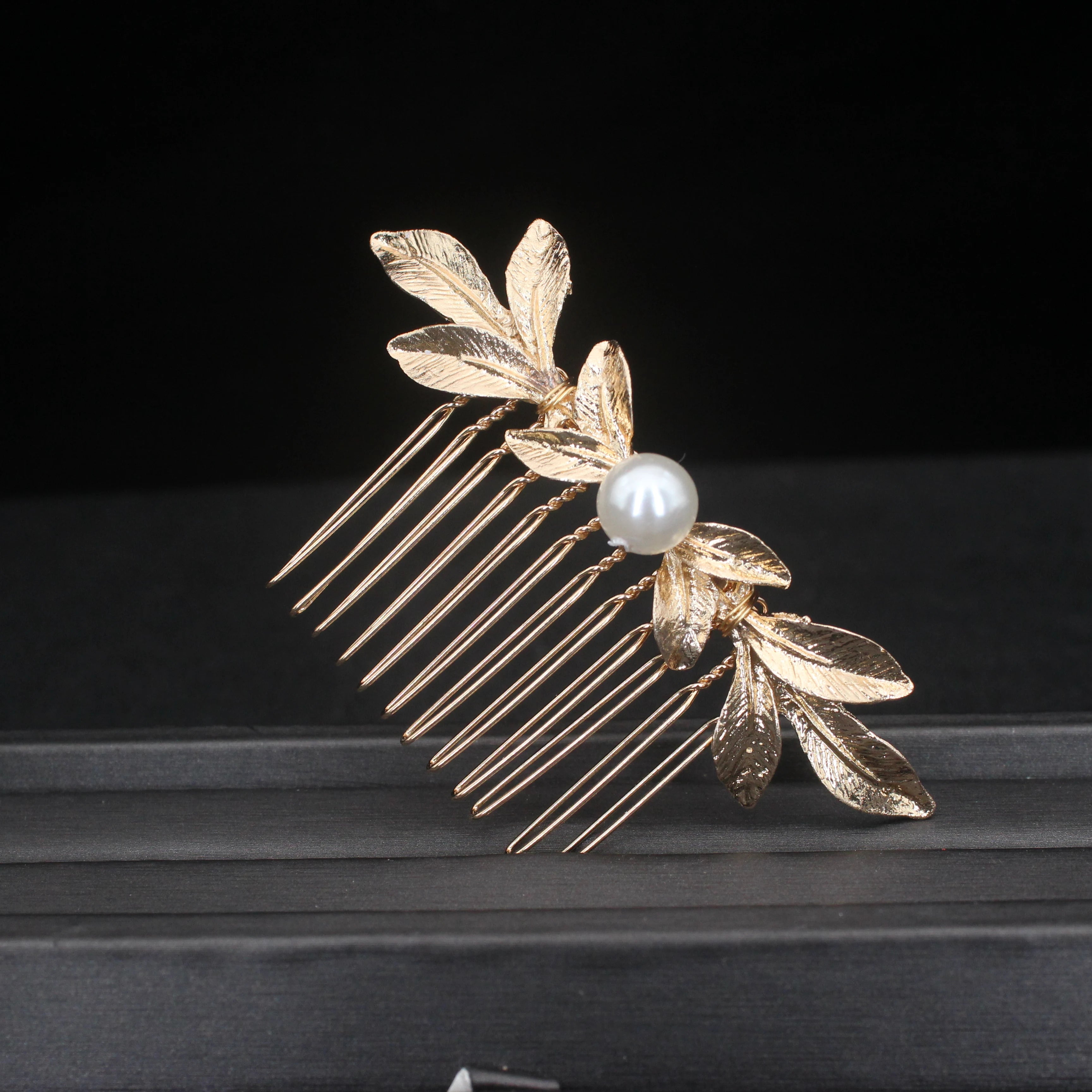 Free Gift-Gold Leaf Rhinestone Hair Clip Barrette