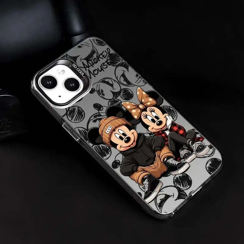 Kostenloses Geschenk - Mickey Minnie Vollbild iPhone Cover - Schwarz