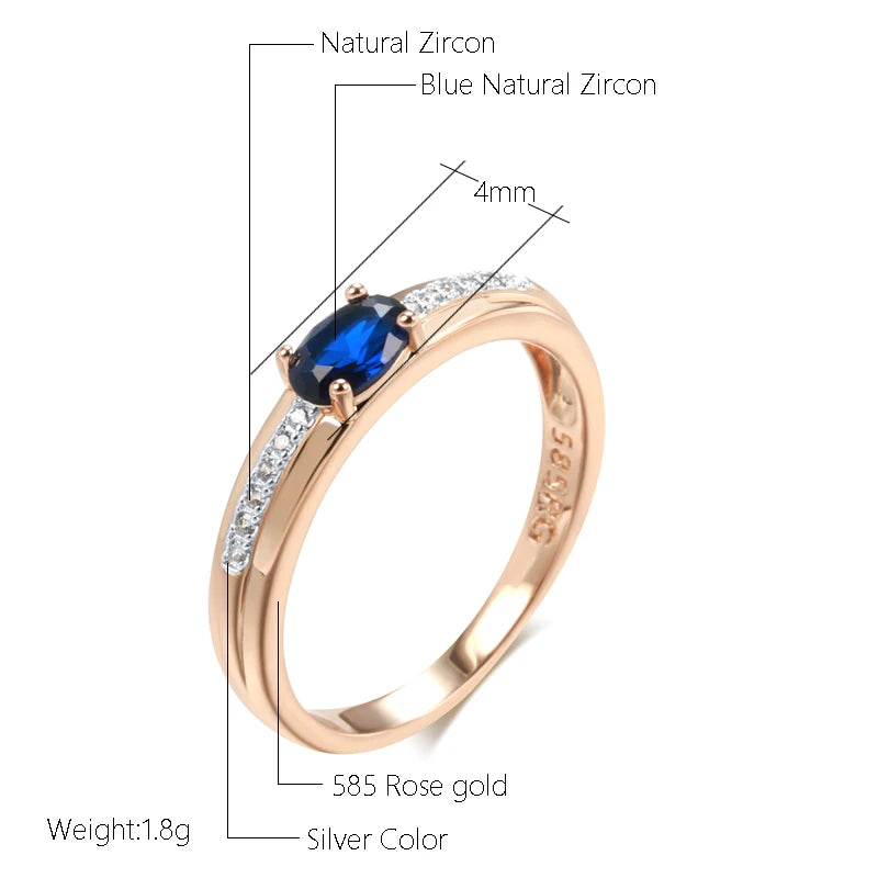 Blue Zircon Ring 585 Rose Gold