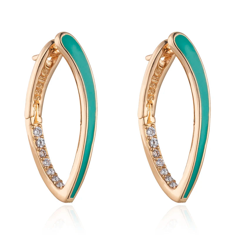 Multicolor Enamel 585 Rose Gold Drop Earrings