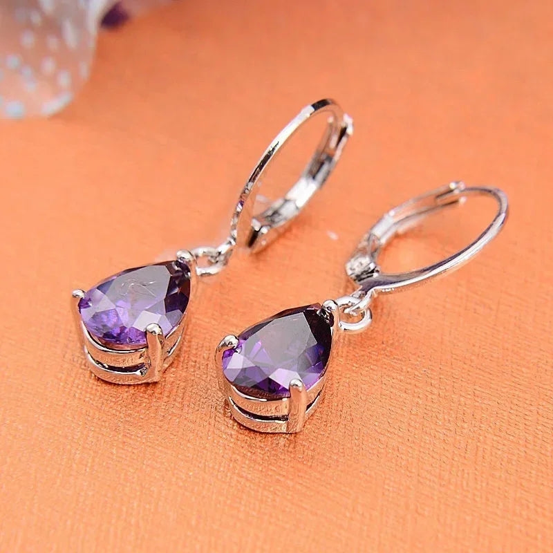 Cubic Zircon Water Drop Earrings