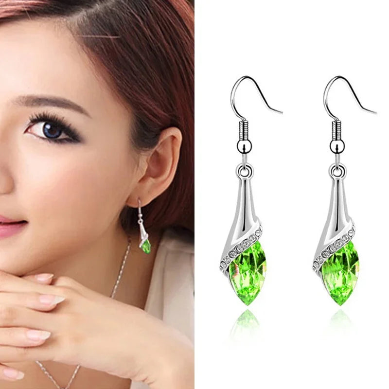 Shiny Water Drop Tassel Earrings