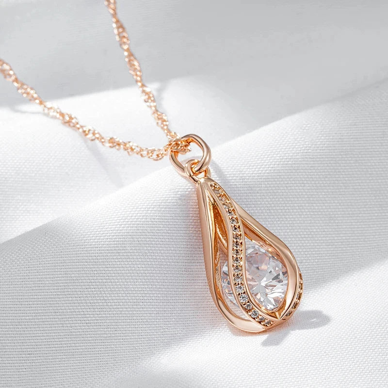 Luxury Bridal Zircon 585 Rose Gold Necklace