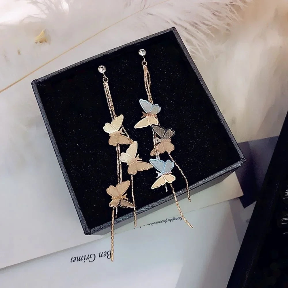 Butterfly Tassel Pendant Earrings