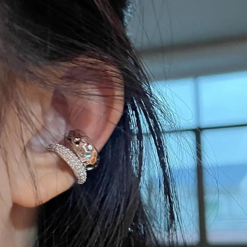 Double-Layer Zircon Ear Cuff