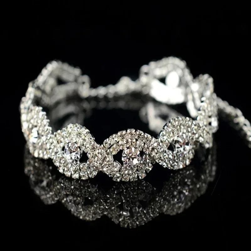 Luxury Rhinestone Silver Bracelet Women