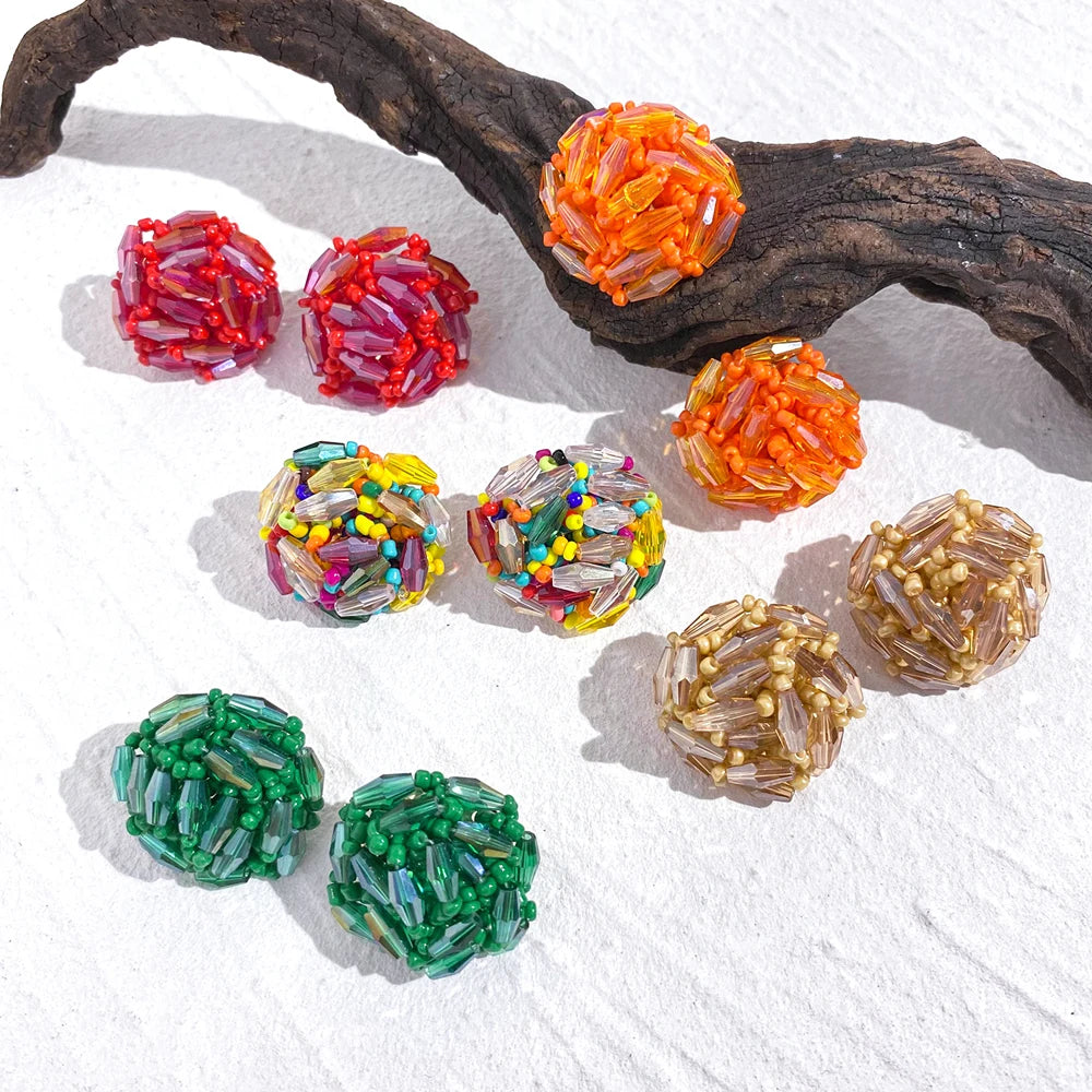 Multicolor Crystal Beaded Stud Earrings