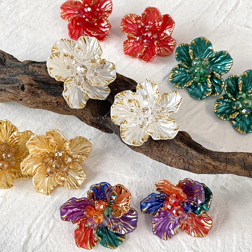 Colorful Petal Flower Stud Earrings