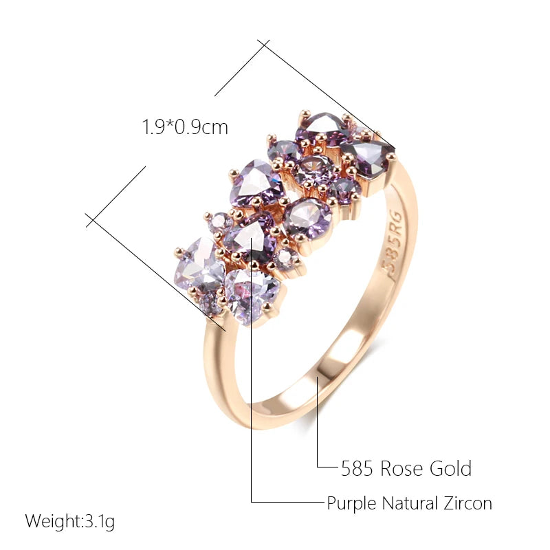 Shiny Purple Zircon Ring 585 Rose Gold