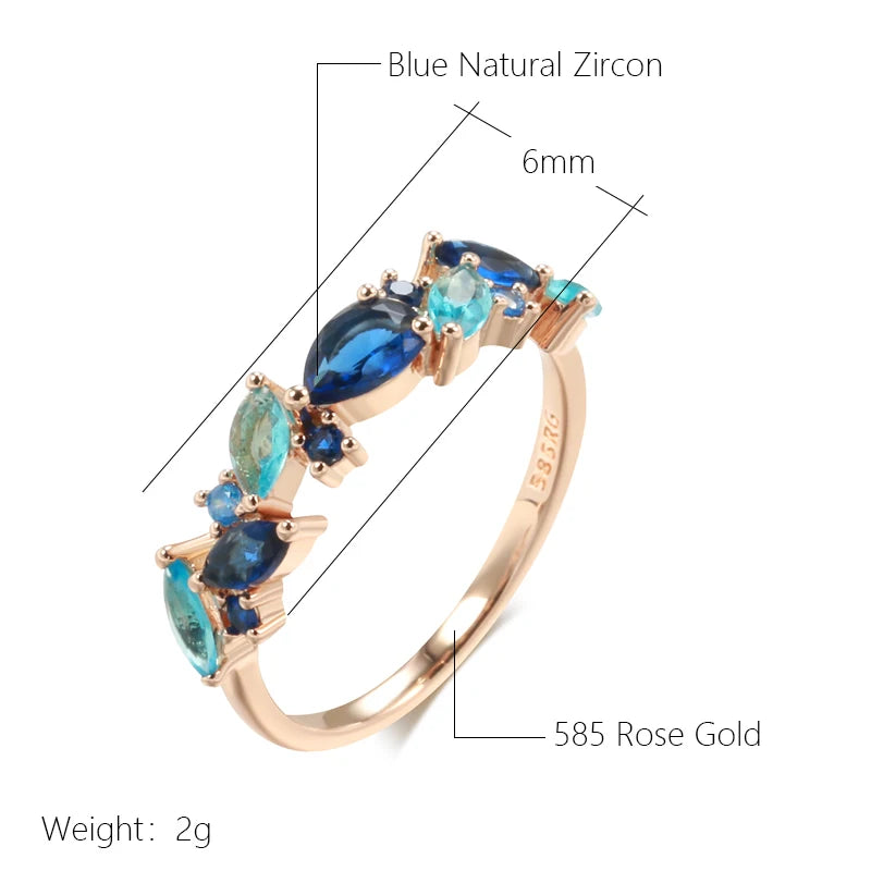 Blue Zircon Leaf Ring 585 Rose Gold