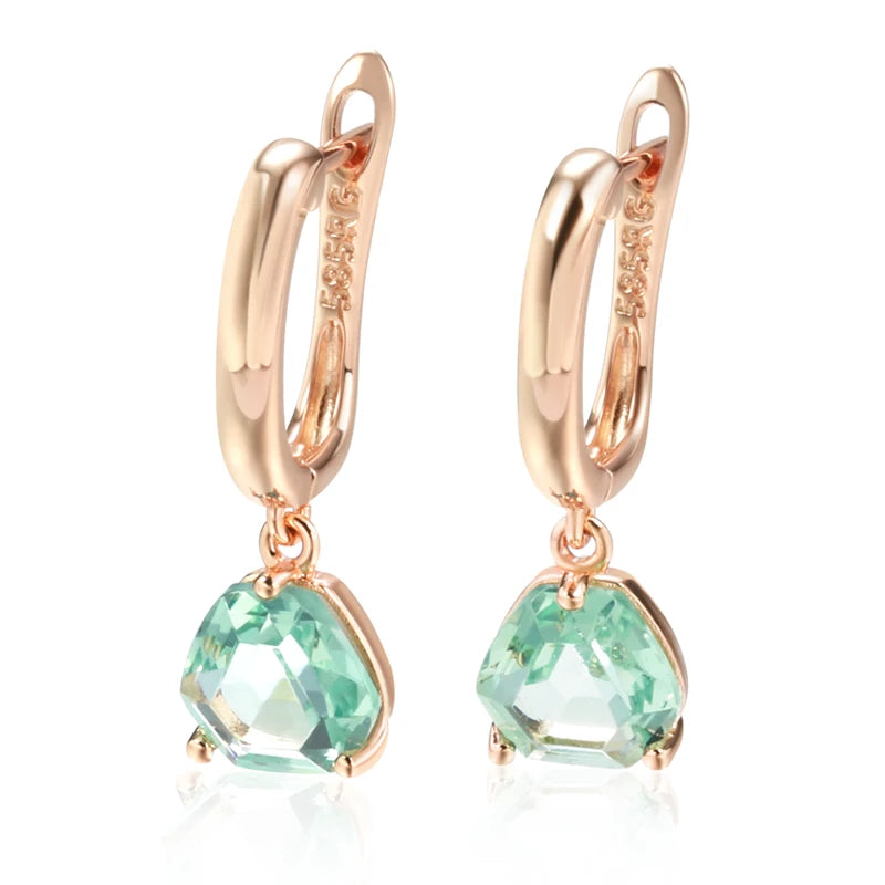 Light Green Stone 585 Rose Gold Earrings