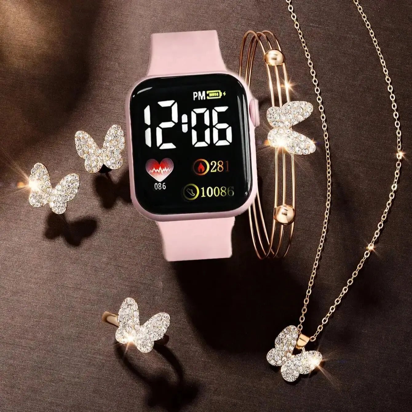 Free Gift - Love Square Digital Watch Butterfly Set