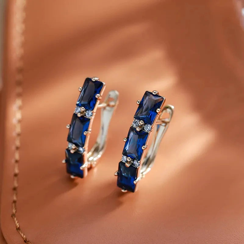 Square Zircon 585 Rose Gold Trend Earrings