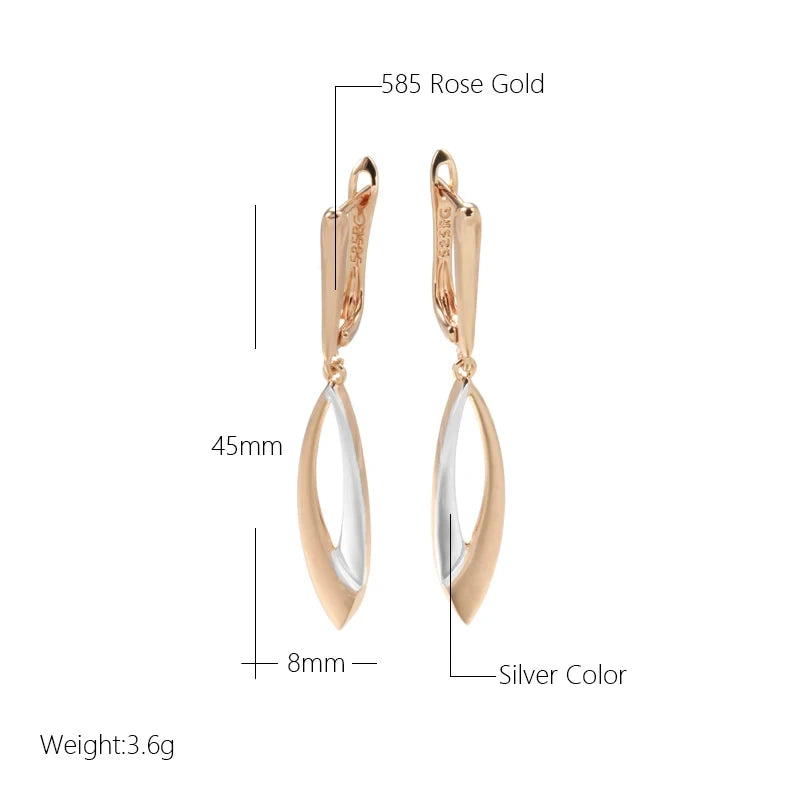 Elegant Long Drop 585 Rose Gold Earrings