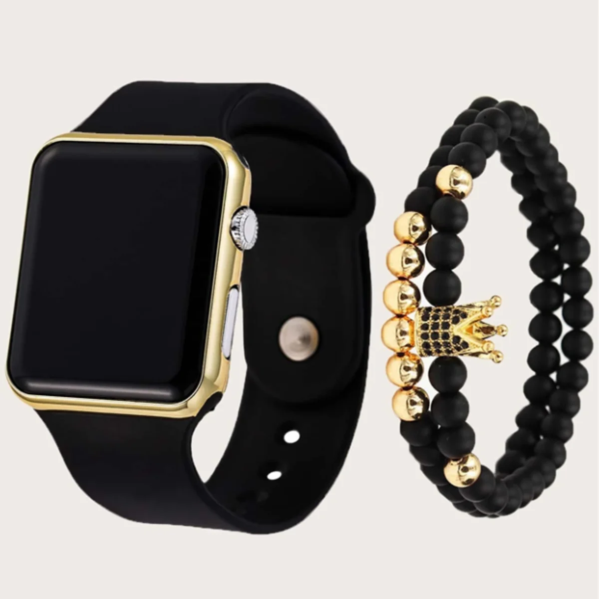 Free Gift - Black Plastic Strap Square Electronic Watch