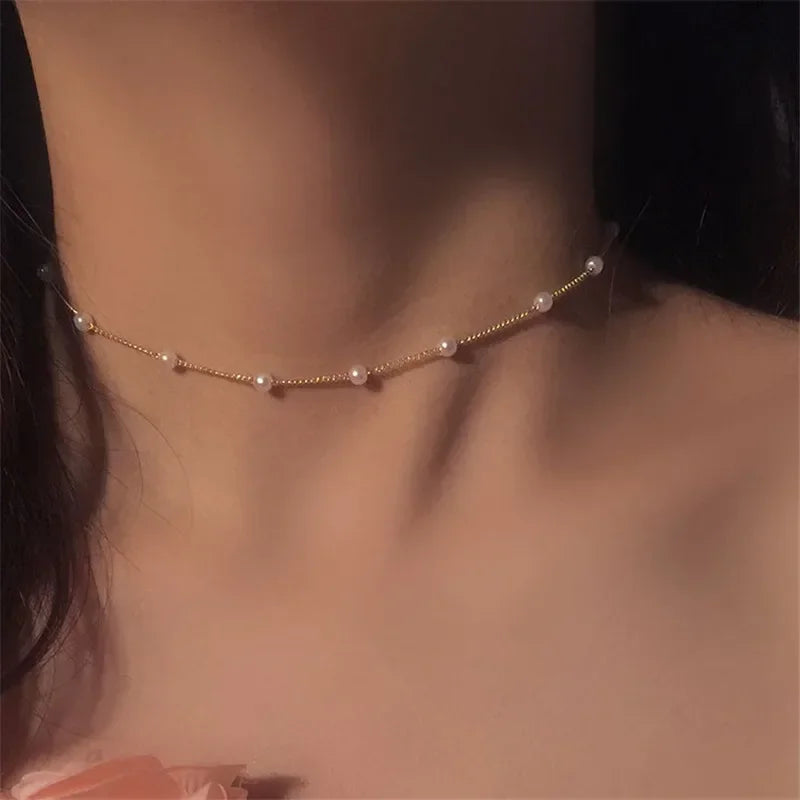 Pearl Necklace Clavicle Chain