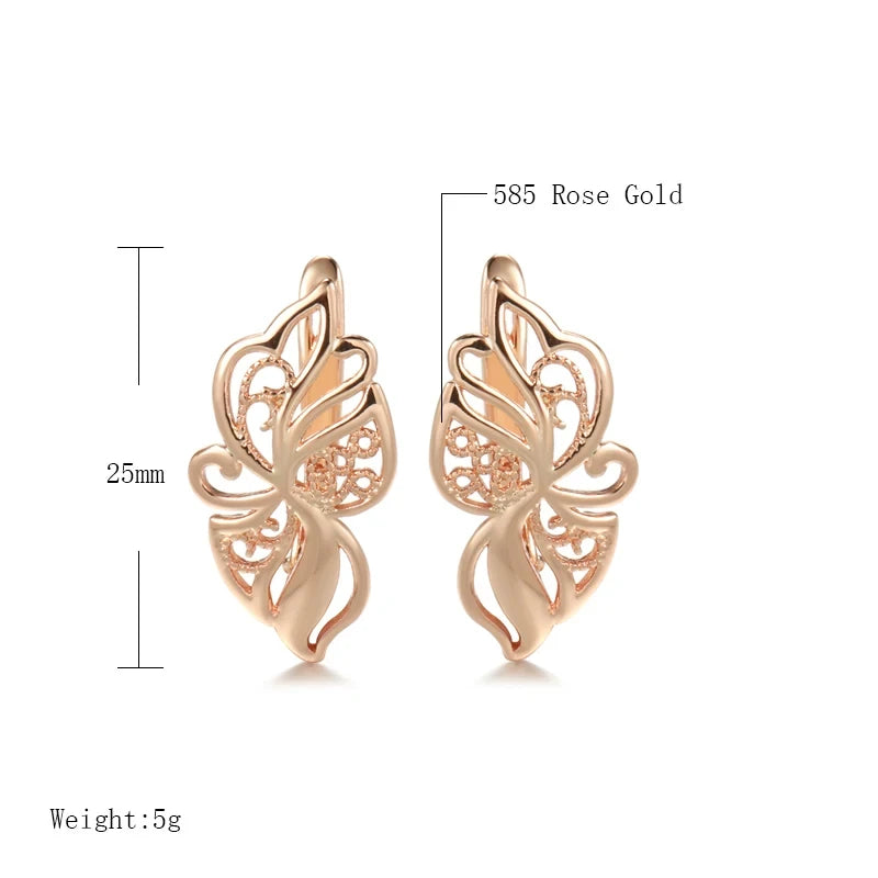 Vintage Hollow Flower 585 Rose Gold Earrings