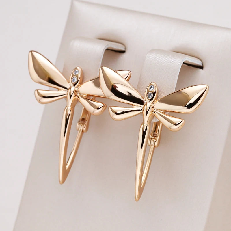 Glossy Dragonfly 585 Rose Gold Earrings