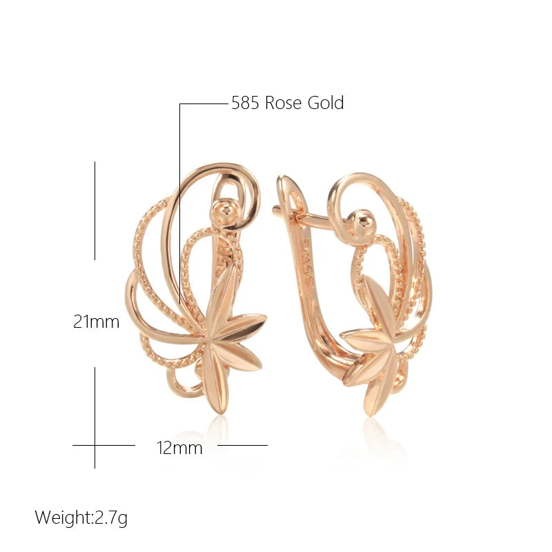 Glossy Hollow Metal Flower 585 Rose Gold Earrings