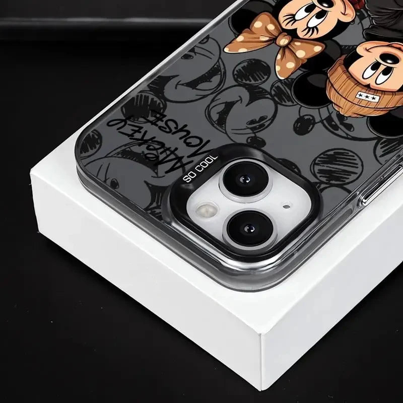 Kostenloses Geschenk - Mickey Minnie Vollbild iPhone Cover - Schwarz