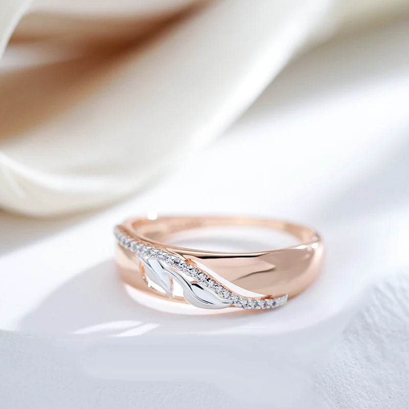 Zircon Leaf Ring 585 Rose Gold