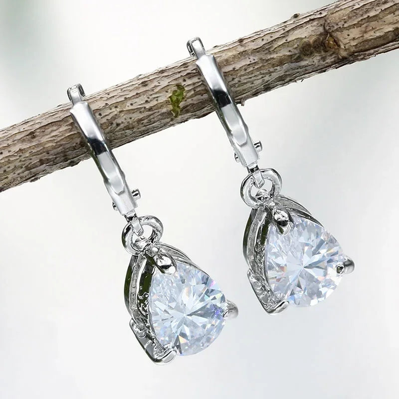 Cubic Zircon Water Drop Earrings