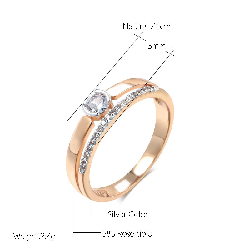 Slim Natural Zircon Ring 585 Rose Gold