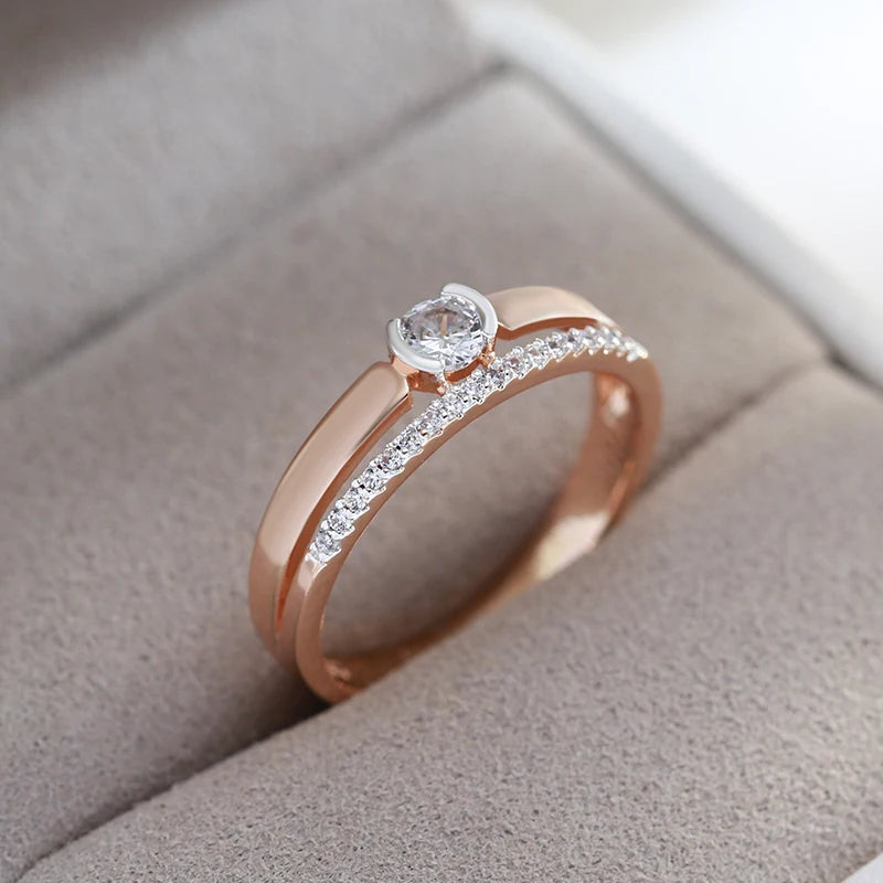 Slim Natural Zircon Ring 585 Rose Gold