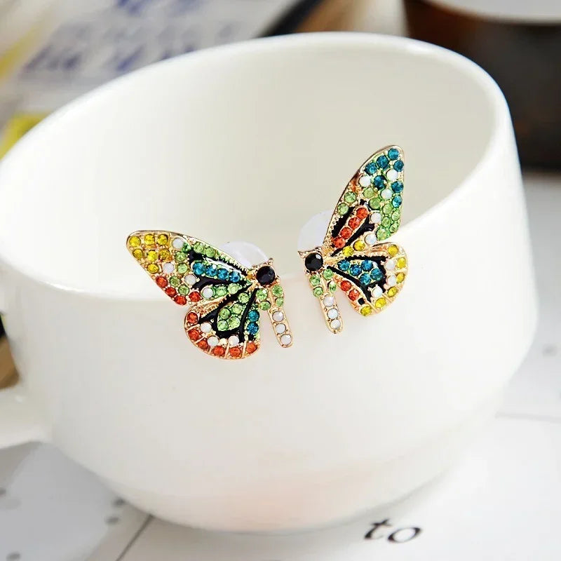 Colorful Crystal Butterfly Ear Studs