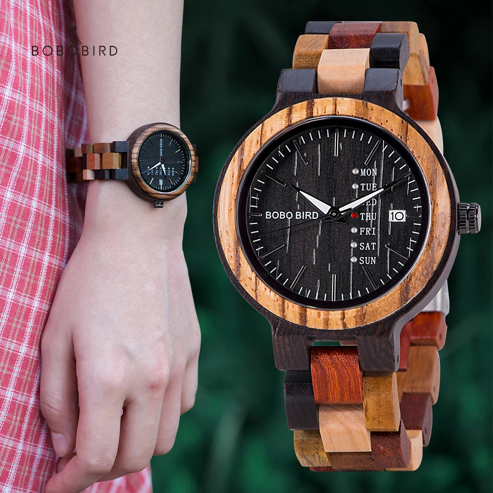 BOBO BIRD Colorful Wooden Couple Timepiece