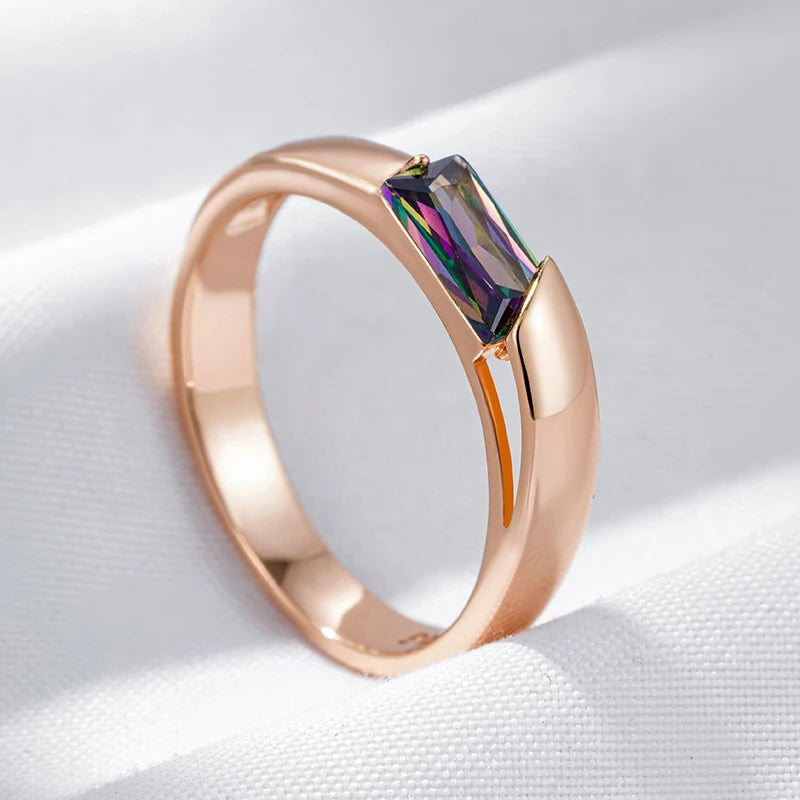 Square Zircon Ring 585 Rose Gold