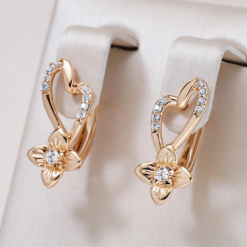 Luxury Crystal Flower 585 Rose Gold Earrings