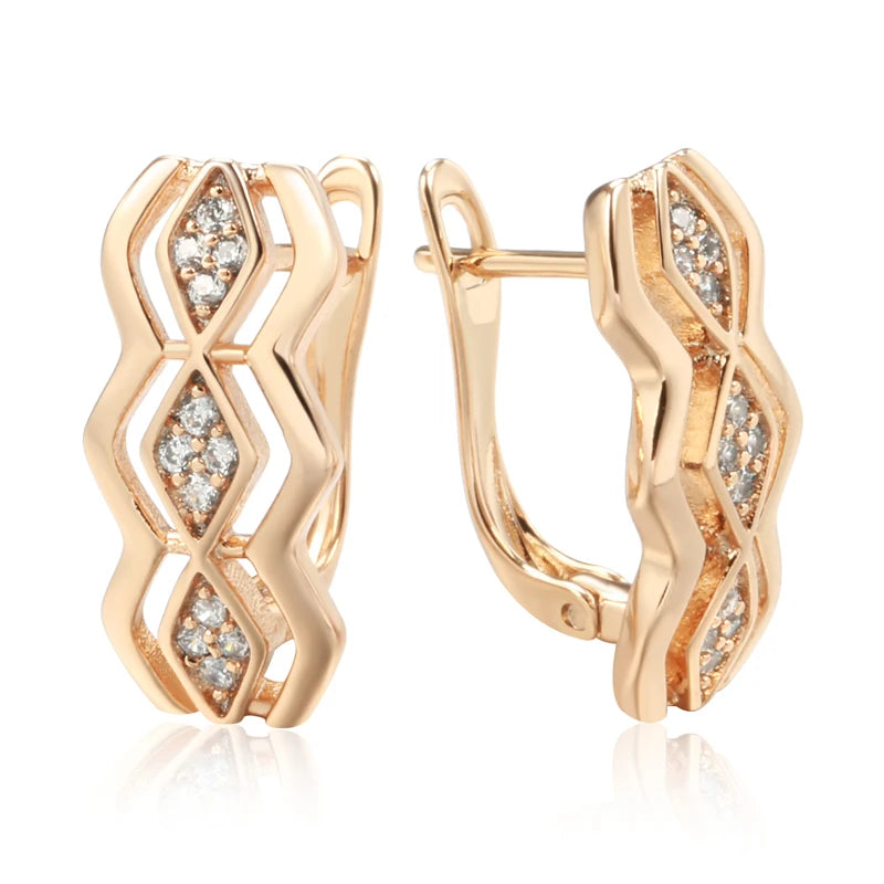 Geometry Square Zircon 585 Rose Gold Earrings