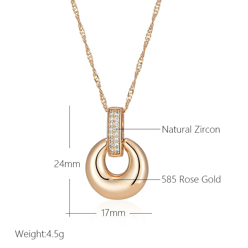 Glossy Hoop Pendant 585 Rose Gold Necklace