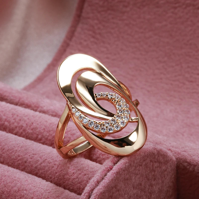 Minimalistischer Zirkon Geometrie Ring 585 Roségold